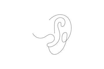 Ear Continuous one line art drawing of scissors vector illustration design
