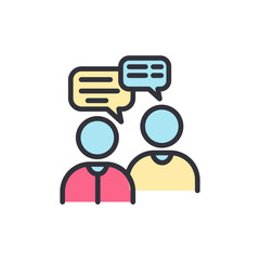 Social media chat colored icons, minimalist vector illustration ,simple transparent graphic element .Isolated on white background