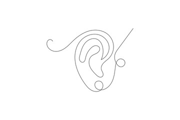 Ear Continuous one line art drawing of scissors vector illustration design
