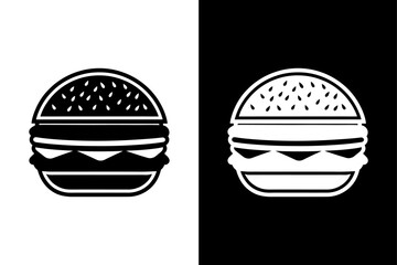 Monochrome Burger Silhouette Vector Perfect for Menus & Branding.