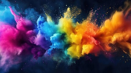 Bright Paint Splash on Dark Background