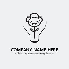 Flower illustration black and white for logo company vector image
