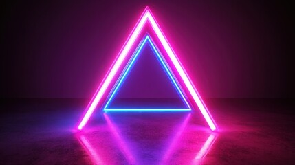 Glowing Neon Triangle Tunnel with Endless Depth