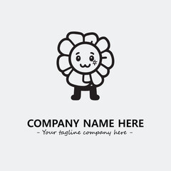 Flower illustration black and white for logo company vector image
