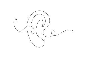 Ear Continuous one line art drawing of scissors vector illustration design
