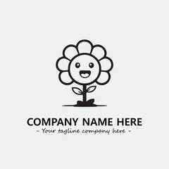 Flower illustration black and white for logo company vector image
