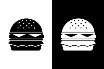 Simple Burger Icon in Vector Format Black and White Style.
