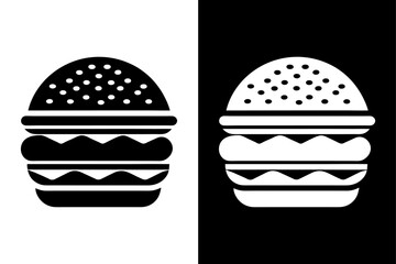 Simple Burger Icon in Vector Format Black and White Style.
