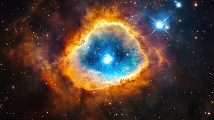 Colorful Nebula Swirling in Deep Space