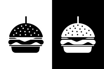 Black & White Burger Silhouette Vector High-Quality PNG & SVG.