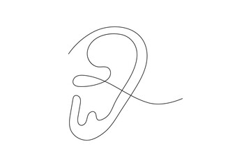 Ear Continuous one line art drawing of scissors vector illustration design
