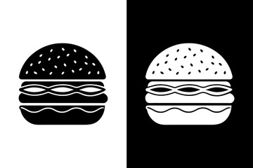 Burger Icon Vector in Black and White Download Now.