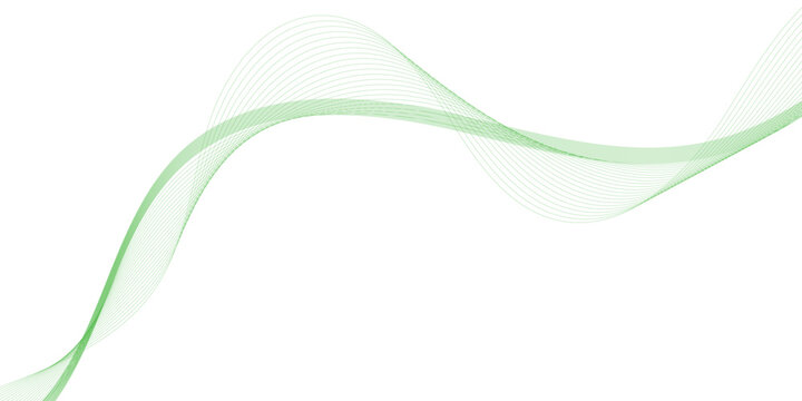 Abstract green lines on a white background. Modern technology wave design. Vector illustration .abstract background, wavy abstract green lines in wave shape, data flow concept, white background