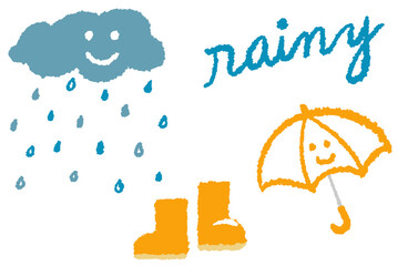 手描き感のあるかわいい雨のイメージイラスト