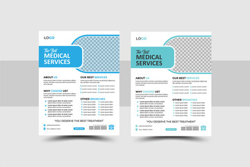 Clean & Modern Medical Flyer Layout template. Corporate simple healthcare and medical flyer design layout.