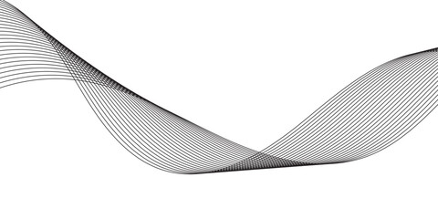 Abstract black wave banner template data science, geometric border pattern. Isolated on white background. Vector illustration.