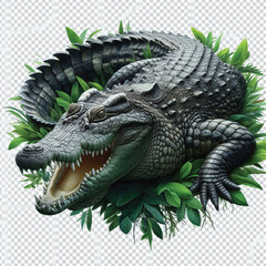 Crocodile Isolated on Transparent White Background – Realistic Wild Animal