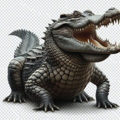 Fototapeta premium Crocodile Isolated on Transparent White Background – Realistic Wild Animal