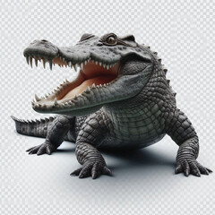 Crocodile Isolated on Transparent White Background – Realistic Wild Animal