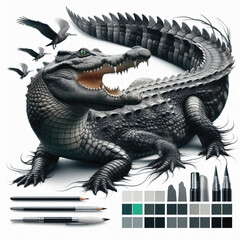 Crocodile Isolated on Transparent White Background – Realistic Wild Animal
