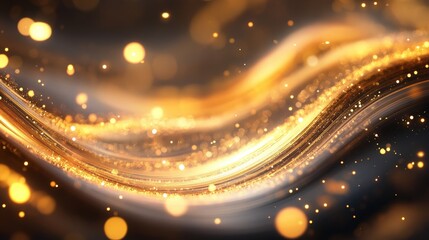 A golden bokeh swirl with dynamic light trails and softly glowing highlights