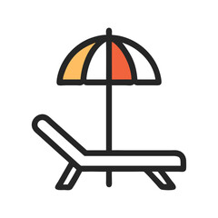 Beach Chair and Umbrella Icon Design

