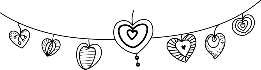 line divider separator heart hand drawing doodle scribble element