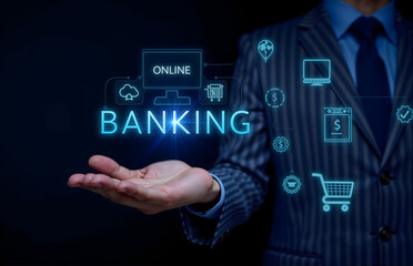 Naklejka premium Online Banking Concept with Digital Elements