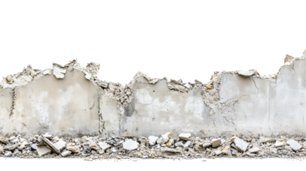 Crumbling Concrete Wall Close-Up with Debris Texture Background