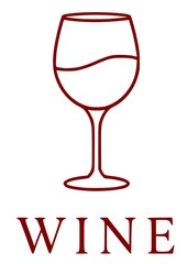 Elegant minimal line art of a wine glass with red wine. Great for wine-themed graphics, hospitality, or fine dining content.