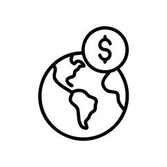 Dollar Coin on Globe Icon Design