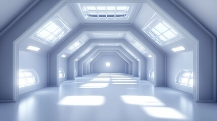 Obraz premium Empty Futuristic Corridor Space