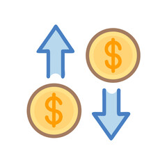Dollar to Dollar Arrows Icon Design