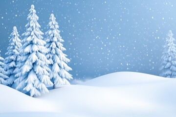 Obraz premium Snow covered pine trees in a winter landscape