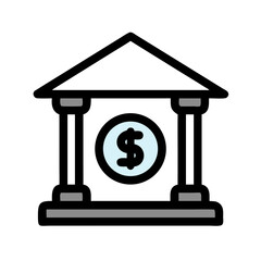 Financial Bank with Dollar Symbol Icon Design