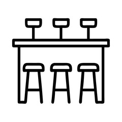 Hotel Bar with Stools Icon Design
