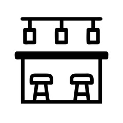 Hotel Bar with Stools Icon Design