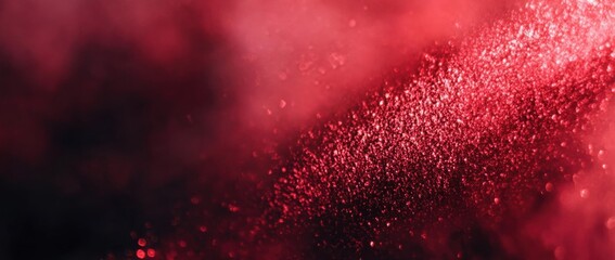 Abstract red glitter and smoke background