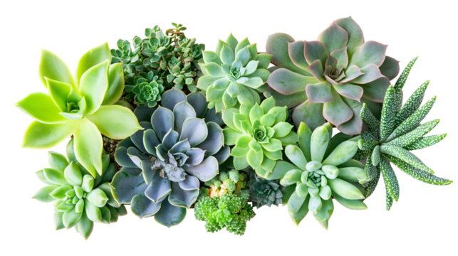 Top View Succulent Garden Isolated White Background Photo