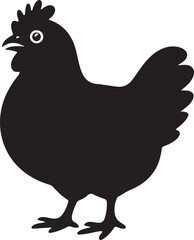 Simple Black Silhouette of a Hen Farm Animal