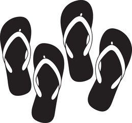 Three Pairs of Simple Black Flip Flops Illustration