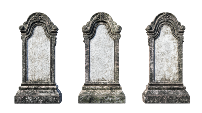 Blank Tombstone Set for Mockup Purposes Isolated on Gray Background