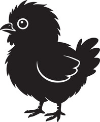Cute Fluffy Black Chick Silhouette Illustration