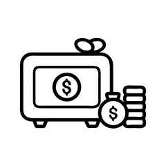 Money Safe with Coins Icon Design