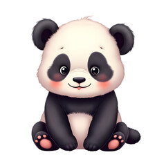 Obraz premium Baby cute panda on white background, watercolor style