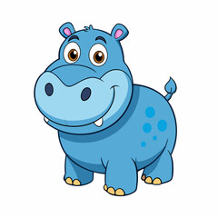 cartoon, animal, hippo, illustration, vector, mammal, hippopotamus, wild, rhino, zoo, wildlife, fun, safari, art, rhinoceros, baby, drawing, character, nature, fat, funny, bear, elephant, comic, horn