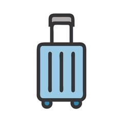 Rolling Suitcase with Handle Icon Design