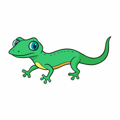 green lizard isolated on white