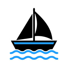 Sailboat on Sea Icon Design