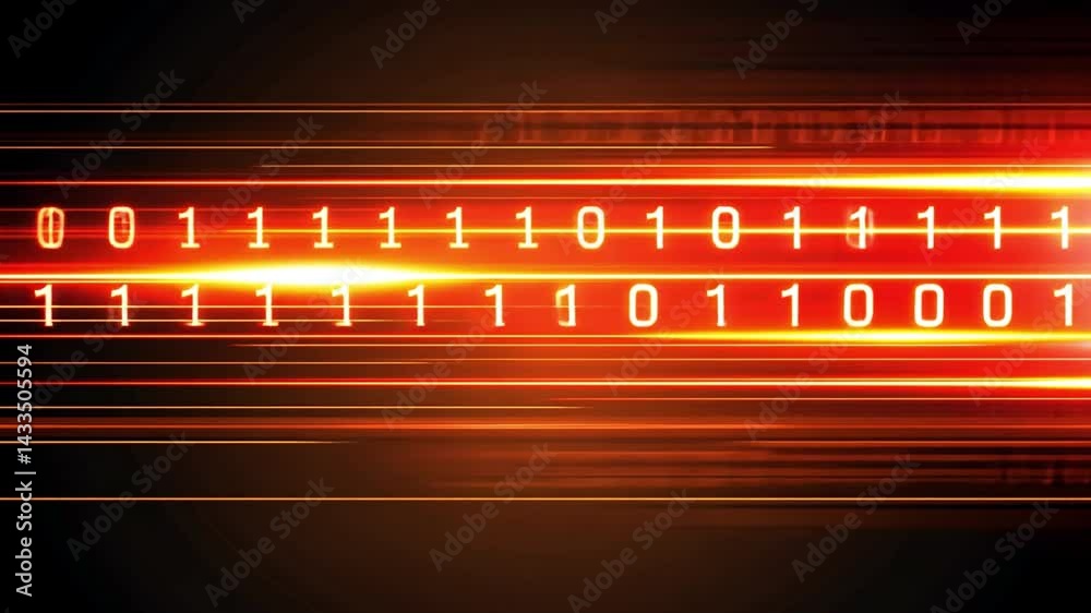 Poster vibrant digital background with glowing binary code dynamic fusion of technology, data processing, a
